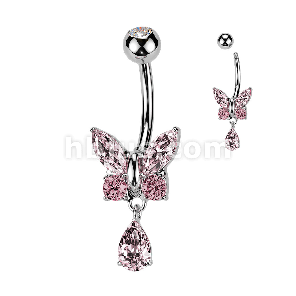 316L Surgical Steel 316L Surgical Steel CZ Butterfly With Teardrop CZ... - Image 5