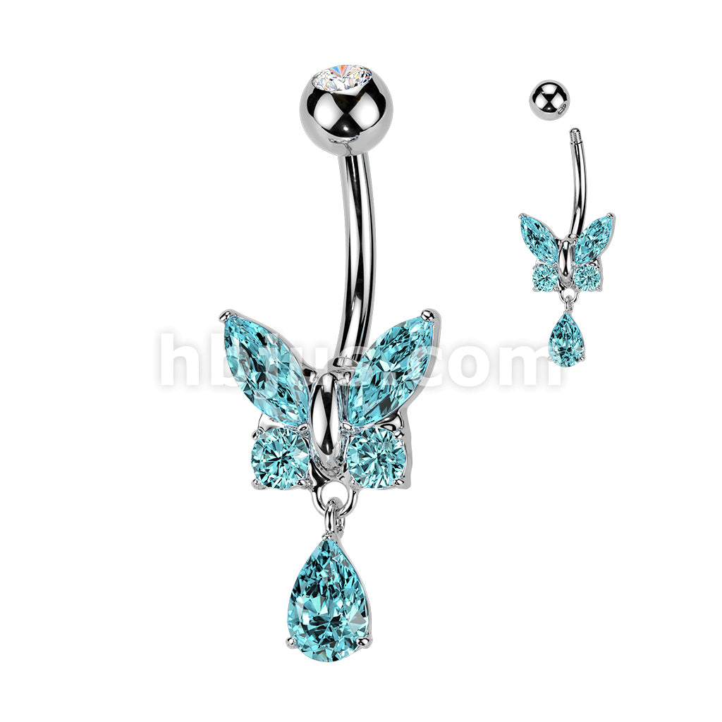 316L Surgical Steel 316L Surgical Steel CZ Butterfly With Teardrop CZ... - Image 6