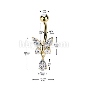 316L Surgical Steel 316L Surgical Steel CZ Butterfly With Teardrop CZ... - Image 7