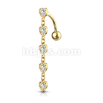316L Surgical Steel 316L Surgical Steel 5 Crystal Set Center Hearts... - Image 4