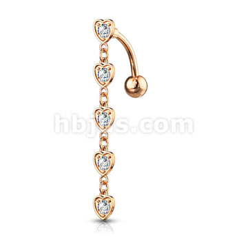 316L Surgical Steel 316L Surgical Steel 5 Crystal Set Center Hearts... - Image 5