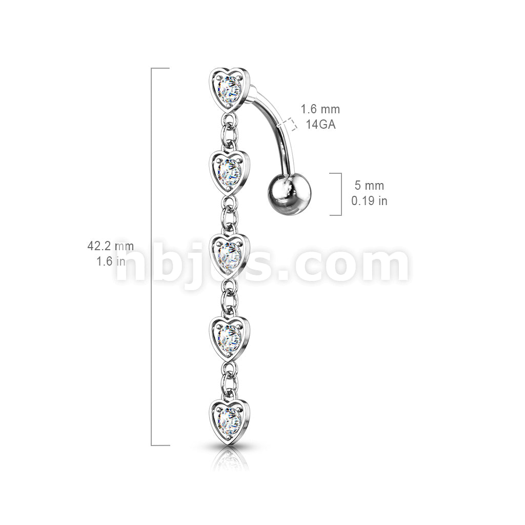 316L Surgical Steel 316L Surgical Steel 5 Crystal Set Center Hearts... - Image 6
