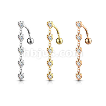 316L Surgical Steel 316L Surgical Steel 5 Crystal Set Center Hearts... - Image 7