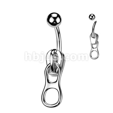 316L Surgical Steel 316L Surgical Steel Zipper Belly Button Ring - Image 2