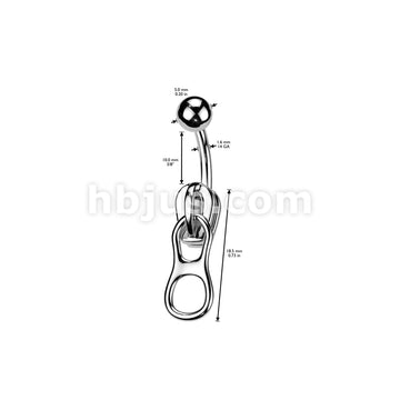 316L Surgical Steel 316L Surgical Steel Zipper Belly Button Ring - Image 3