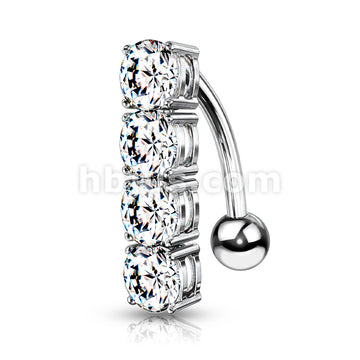316L Surgical Steel 316L Surgical Steel 4-Gems Top Drop Belly Button Ring - Image 2