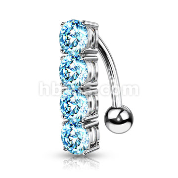 316L Surgical Steel 316L Surgical Steel 4-Gems Top Drop Belly Button Ring - Image 4