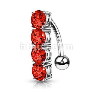 316L Surgical Steel 316L Surgical Steel 4-Gems Top Drop Belly Button Ring - Image 5