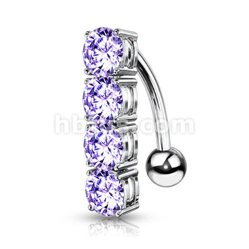 316L Surgical Steel 316L Surgical Steel 4-Gems Top Drop Belly Button Ring - Image 6