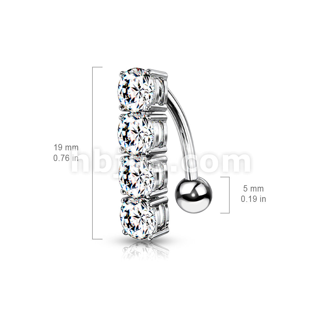 316L Surgical Steel 316L Surgical Steel 4-Gems Top Drop Belly Button Ring - Image 7