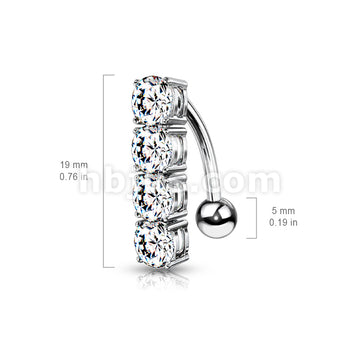 316L Surgical Steel 316L Surgical Steel 4-Gems Top Drop Belly Button Ring - Image 7