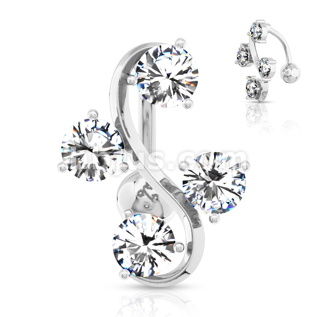 316L Surgical Steel 316L Surgical Steel 4-Gem Vine Belly Button Ring - Image 2