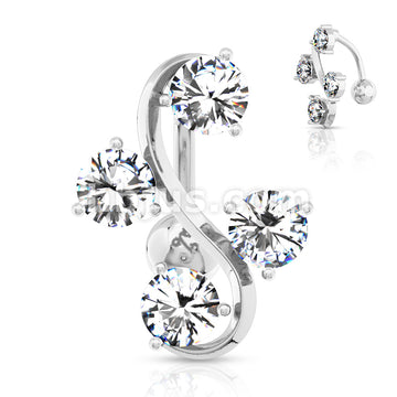 316L Surgical Steel 316L Surgical Steel 4-Gem Vine Belly Button Ring - Image 2