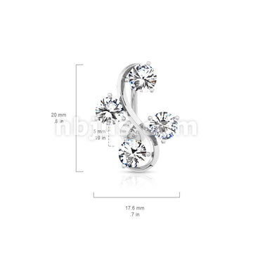 316L Surgical Steel 316L Surgical Steel 4-Gem Vine Belly Button Ring - Image 7