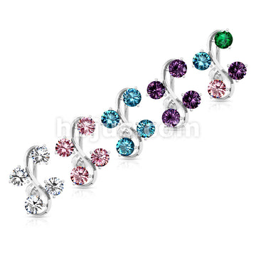 316L Surgical Steel 316L Surgical Steel 4-Gem Vine Belly Button Ring - Image 8