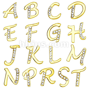 316L Surgical Steel Gold Plated Initial Dangle Navel Ring - Image 2