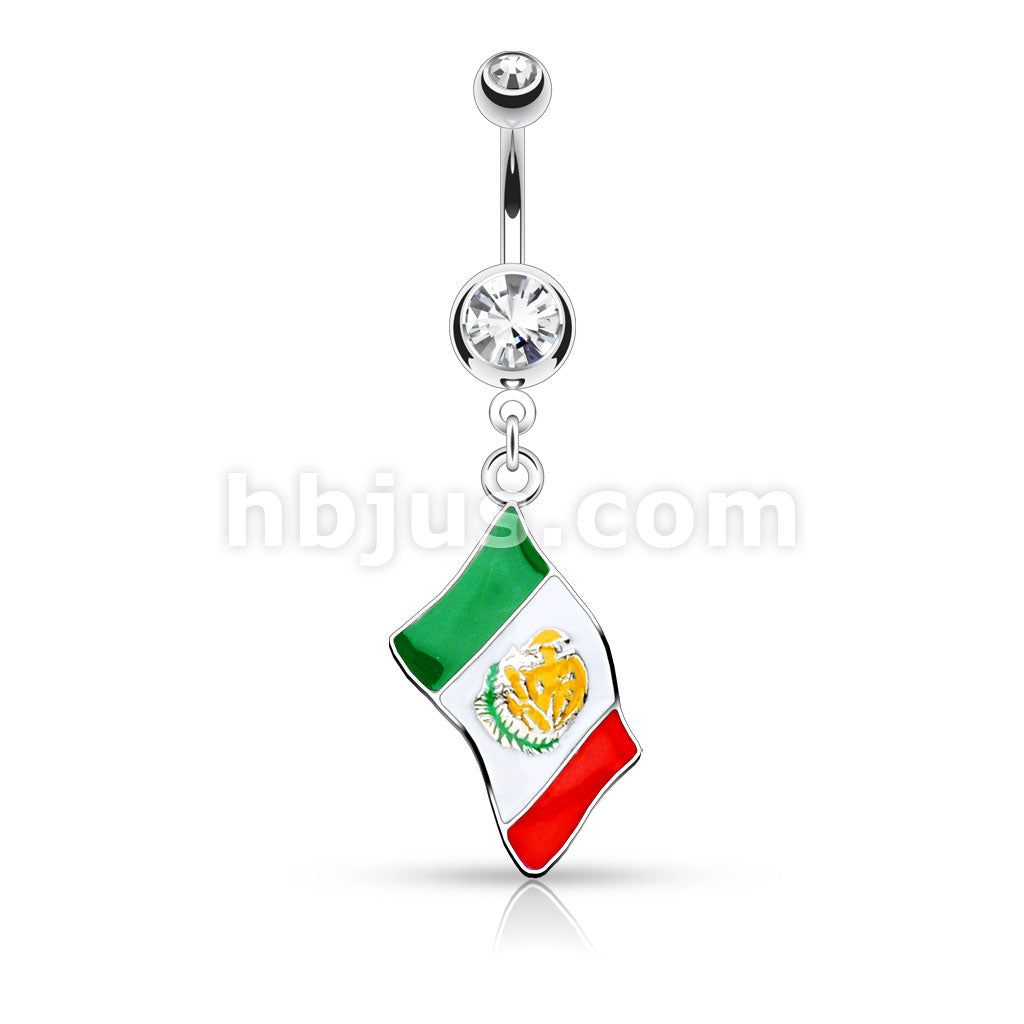 316L Surgical Steel 316L Surgical Steel National Flag Dangle Double... - Image 2