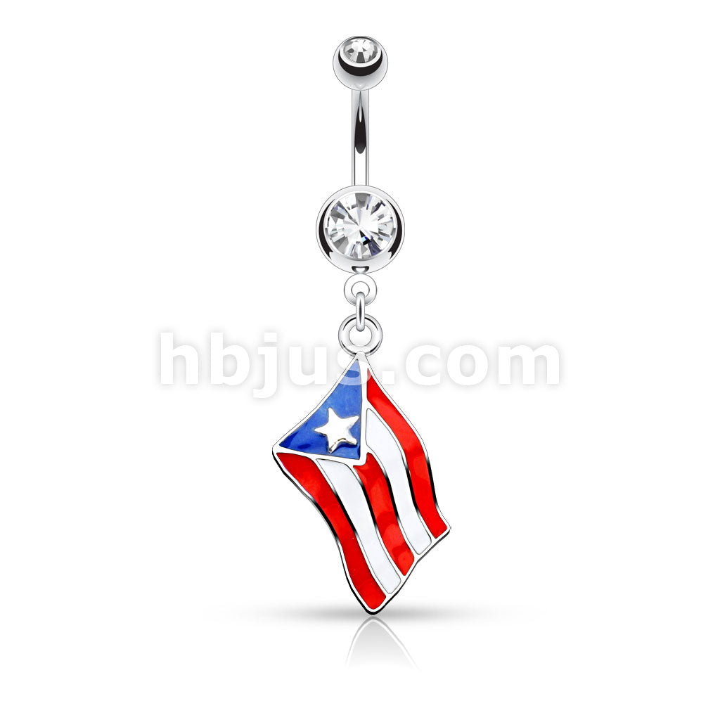 316L Surgical Steel 316L Surgical Steel National Flag Dangle Double... - Image 3