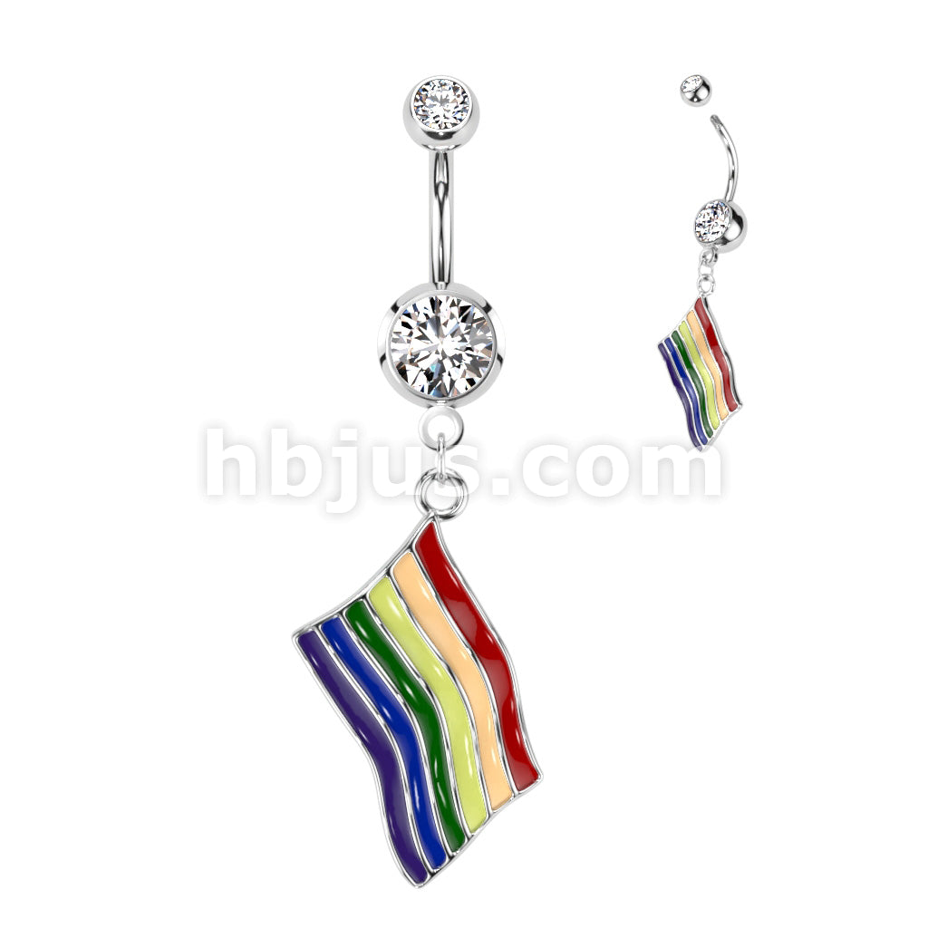316L Surgical Steel 316L Surgical Steel Rainbow Pride Flag Dangle... - Image 2