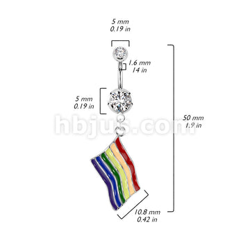 316L Surgical Steel 316L Surgical Steel Rainbow Pride Flag Dangle... - Image 3