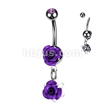 316L Surgical Steel 316L Surgical Steel Double Metal Rose Gem Ball... - Image 2