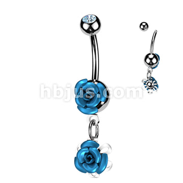 316L Surgical Steel 316L Surgical Steel Double Metal Rose Gem Ball... - Image 5
