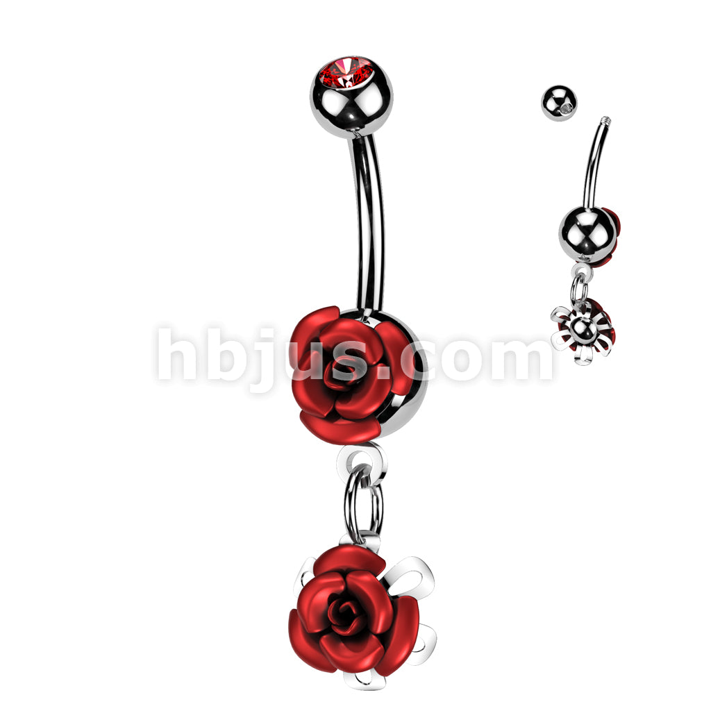 316L Surgical Steel 316L Surgical Steel Double Metal Rose Gem Ball... - Image 6