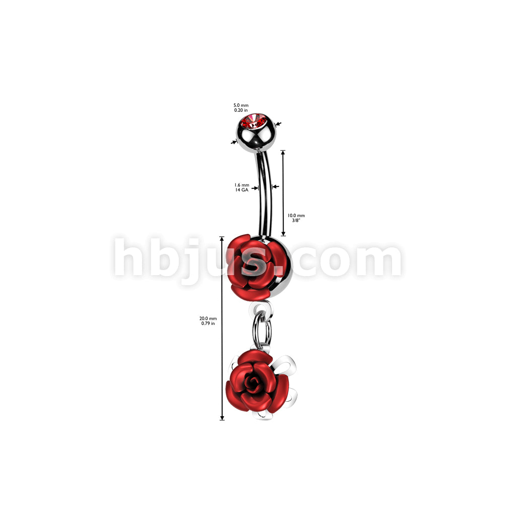 316L Surgical Steel 316L Surgical Steel Double Metal Rose Gem Ball... - Image 7