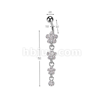 316L Surgical Steel 316L Surgical Steel Flower Petal Gem Paved Dangle... - Image 5