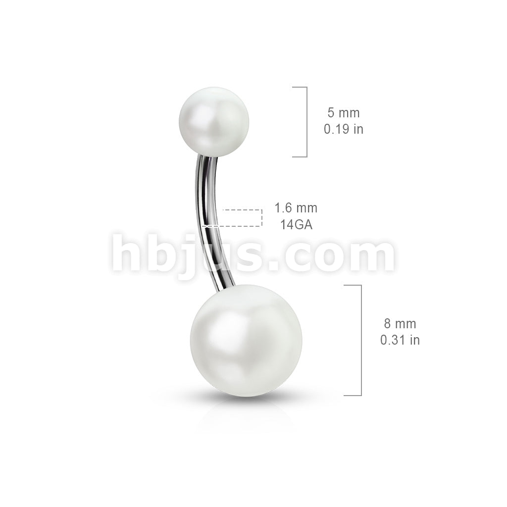 316L Surgical Steel Imitation Pearl Belly Button Ring - Image 5
