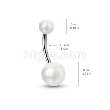 316L Surgical Steel Imitation Pearl Belly Button Ring - Image 5