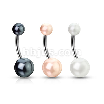 316L Surgical Steel Imitation Pearl Belly Button Ring - Image 6