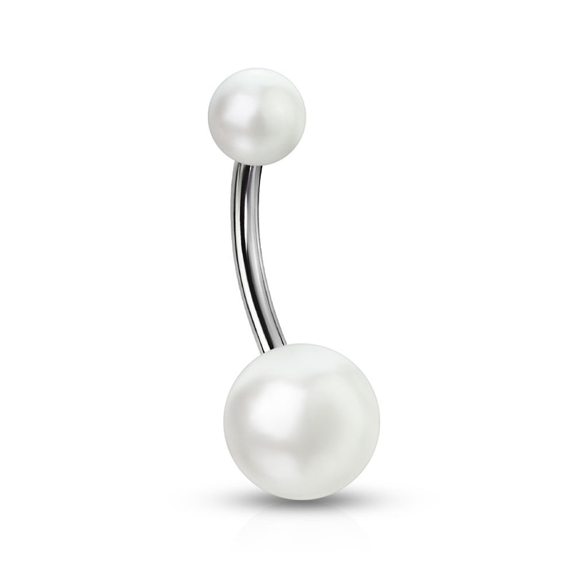 316L Surgical Steel Imitation Pearl Belly Button Ring