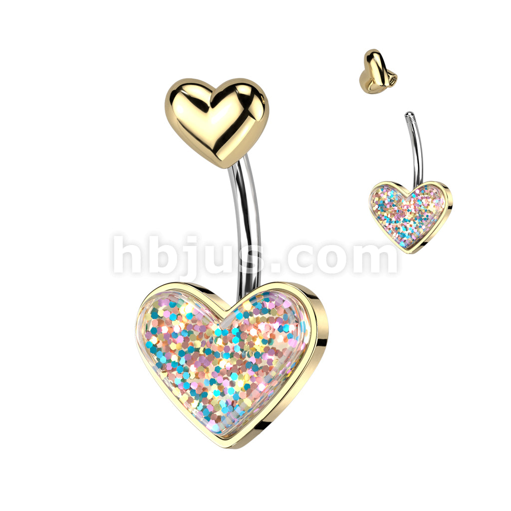 316L Surgical Steel Glitter Heart With Heart Top 316L Surgical Steel... - Image 2