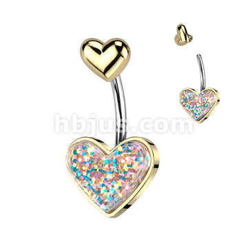 316L Surgical Steel Glitter Heart With Heart Top 316L Surgical Steel... - Image 2