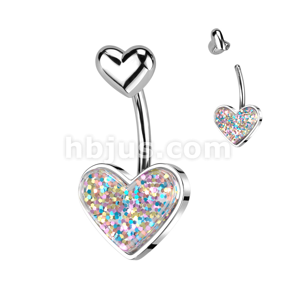 316L Surgical Steel Glitter Heart With Heart Top 316L Surgical Steel... - Image 3