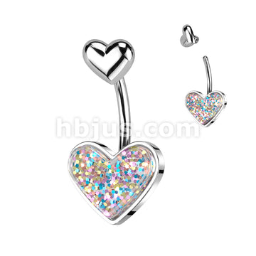 316L Surgical Steel Glitter Heart With Heart Top 316L Surgical Steel... - Image 3