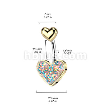 316L Surgical Steel Glitter Heart With Heart Top 316L Surgical Steel... - Image 4