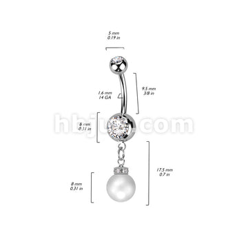 316L Surgical Steel 316L Surgical Steel Double Jeweled Gem With Pearl... - Image 3
