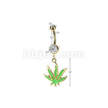 316L Surgical Steel 316L Surgical Steel Pot Leaf Dangle Belly Button Ring - Image 4