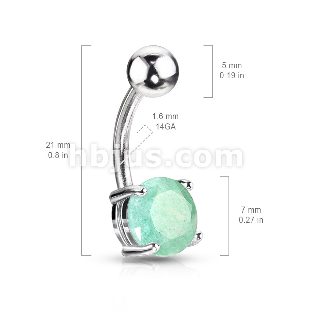 316L Surgical Steel 316L Surgical Steel Jade Semi Precious Stone Prong... - Image 2