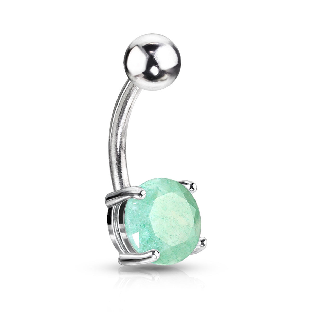 316L Surgical Steel 316L Surgical Steel Jade Semi Precious Stone Prong...