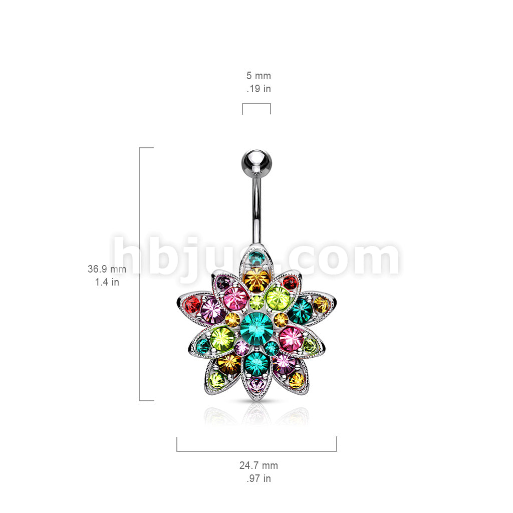 316L Surgical Steel 316L Surgical Steel Colorful Crystals Paved Large... - Image 3
