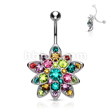 316L Surgical Steel 316L Surgical Steel Colorful Crystals Paved Large... - Image 2