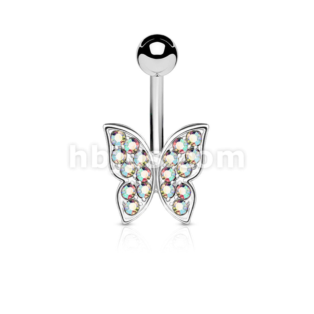 316L Surgical Steel 316L Surgical Steel Crystal Paved Butterfly Belly... - Image 2