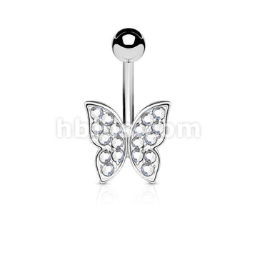 316L Surgical Steel 316L Surgical Steel Crystal Paved Butterfly Belly... - Image 3