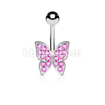 316L Surgical Steel 316L Surgical Steel Crystal Paved Butterfly Belly... - Image 4