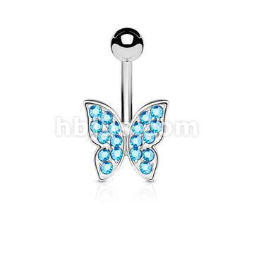 316L Surgical Steel 316L Surgical Steel Crystal Paved Butterfly Belly... - Image 5