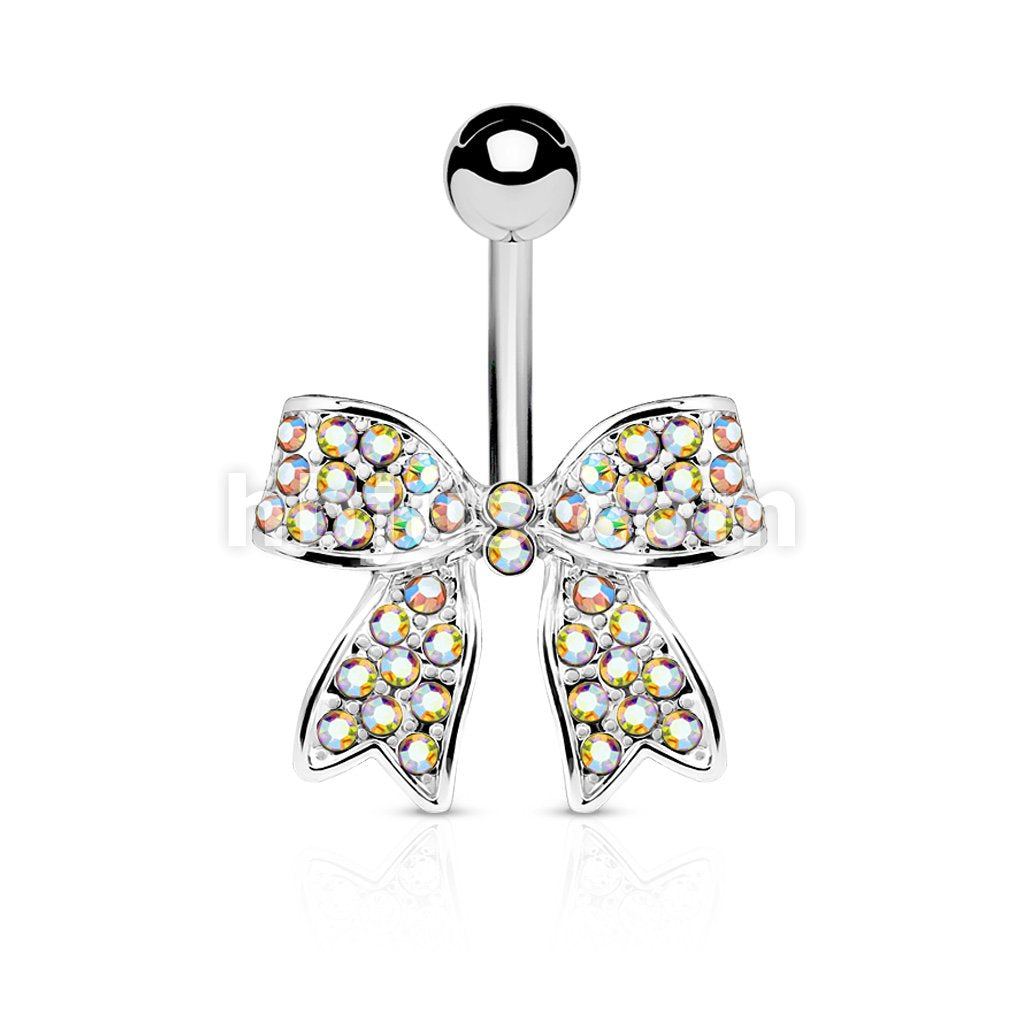 316L Surgical Steel 316L Surgical Steel Crystal Paved Ribbon Belly... - Image 2