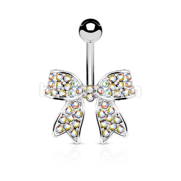 316L Surgical Steel 316L Surgical Steel Crystal Paved Ribbon Belly... - Image 2